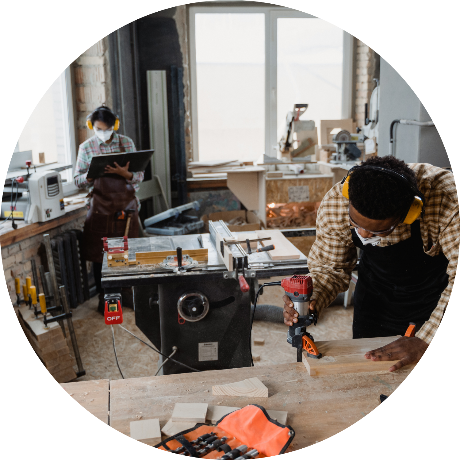 people working